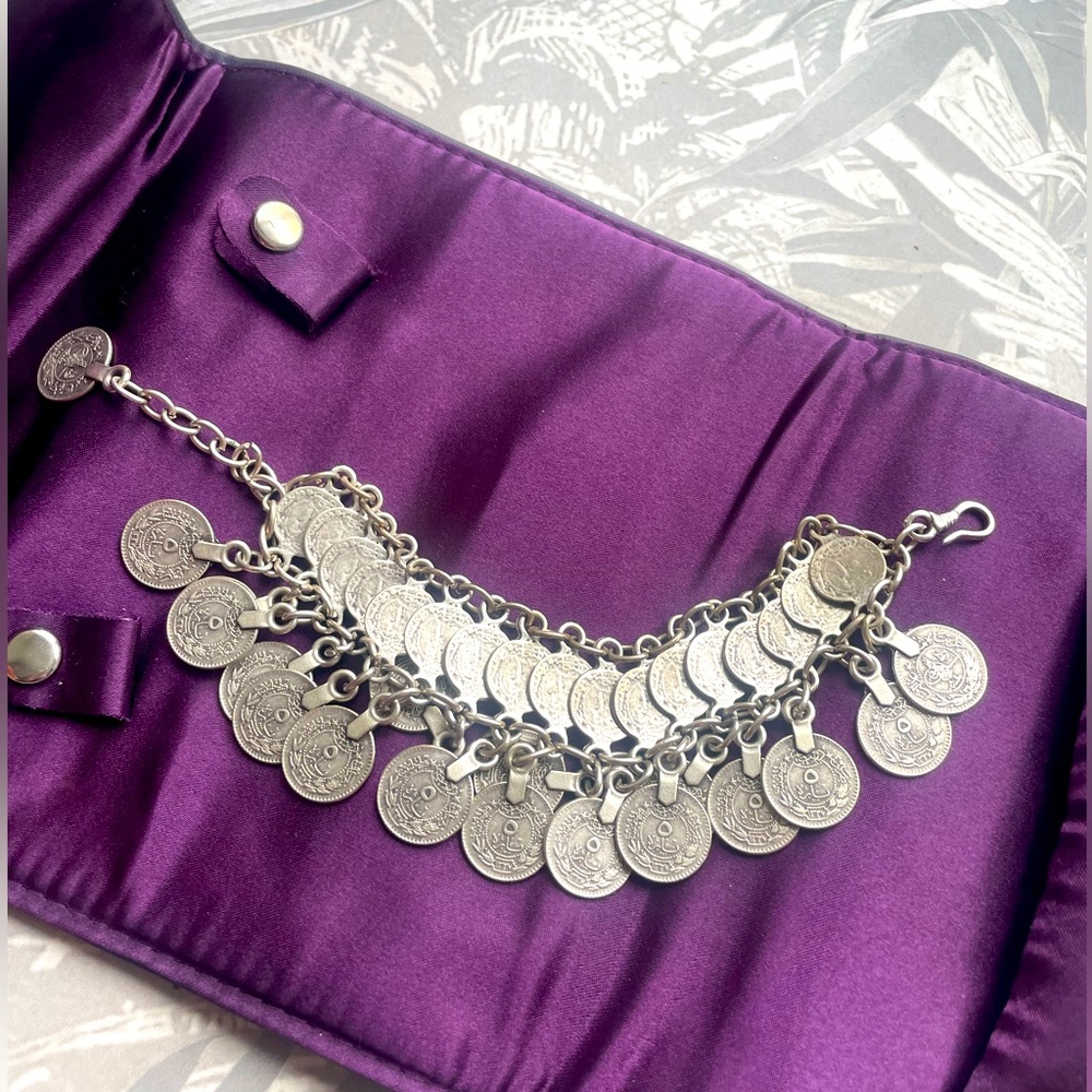 ☼ ☾ chic vintage, old Arabic coin style silver bracelet